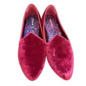 Birdies Velvet Smoking Slipper Flats Sangria Burgundy Red Womens 8